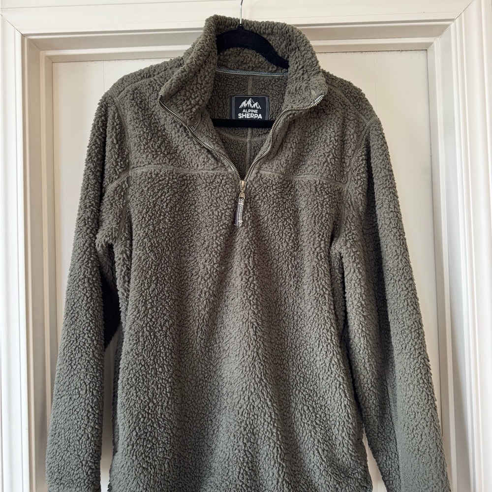 Sherpa Olive Green Fleece Pullover